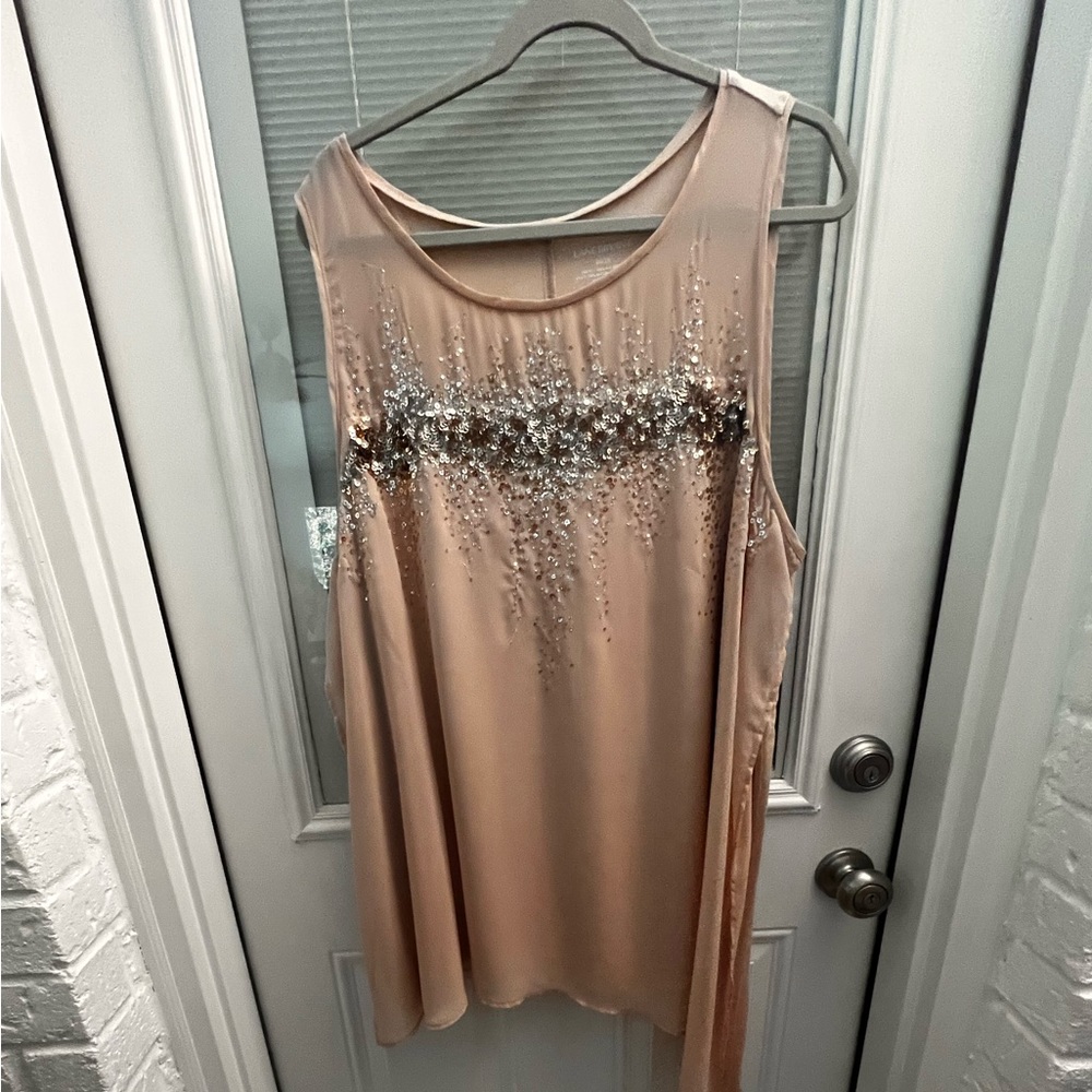20% off listed price.Plus size 26-28 w/ gold & silver sequins/creamed color top